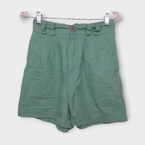 Womens Urban Outfitters Green 55 percent Linen / 45 Percent Cotton Shorts Size 2
